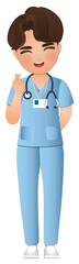 Cute cartoon men nurse Wearing uniform in Hospital for healthcare services