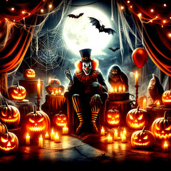 creepy clowns monsters having fun on halloween halloween time