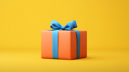 Obraz premium Birthday Present on a Bright Yellow Background