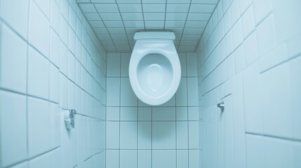 A Bright and Immaculate Top-Down View of a Gleaming Toilet in a Pristine Bathroom Space. Generative AI