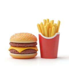 3D icon. simple fast food, on a solid white background