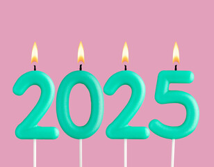 Achievements for the new year 2025 - Candles in the form of numbers burning