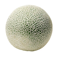  Vine Fruits - Melon (Cantaloupe). A whole Cantaloupe with a rough, netted skin, isolated on transparent backdrop.