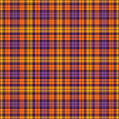 Bright Halloween Plaid Check Seamless Pattern - Cute plaid check repeating pattern design