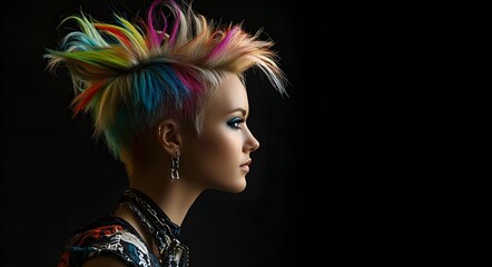 Fototapeta premium Woman with colorful mohawk hairstyle.
