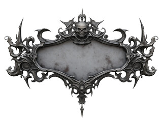 Gothic Skull-Themed Metal Banner Isolated on White