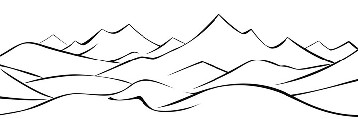 Vector sketch, mountain landscape, imitation of a pencil drawing	