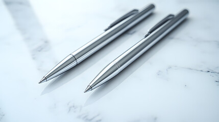 Pen and Pencil on Polished White Surface