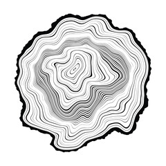 Log cut, vector illustration, tree rings pattern, shades of gray