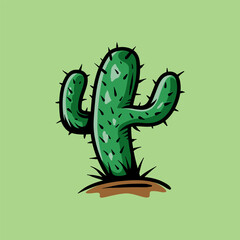 cactus nopal line art style sketch classic vintage design illustration