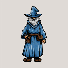 Fototapeta premium wizard line art style sketch classic vintage design illustration