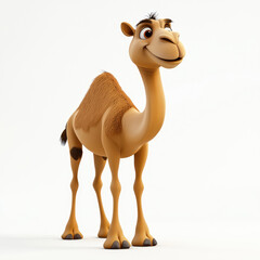 Obraz premium 3D cartoon side view of a camel, against a solid white background