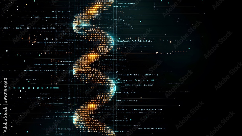 Poster digital code representation of a double helix