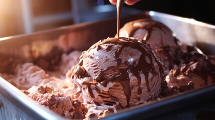 Chocolate Ice Cream With Chocolate Sauce