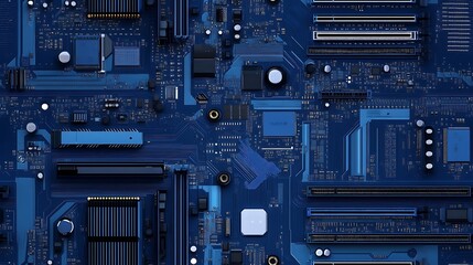 Fototapeta premium Blue Motherboard Texture for Electronics, Technology, and Computer Background