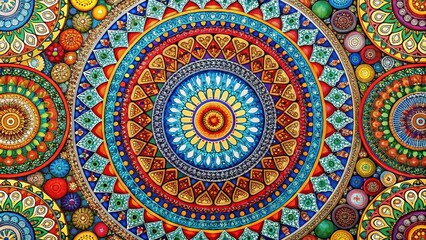 Fototapeta premium Abstract Geometric Circle Designs with Vibrant Colors and Intricate Patterns for Modern Backgrounds