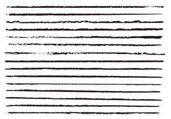 Set of lines with chalk pencils and black brush textures in vector