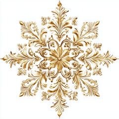 Fototapeta premium golden snowflake with floral patterns isolated on white background