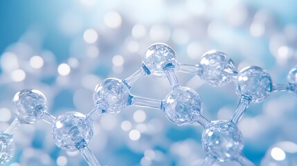 Close-up of a Molecular Model with Blue Bokeh Background