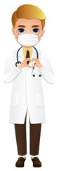 full body length cartoon character men doctor wears white coat at Hospital for healthcare services