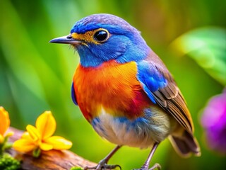 Obraz premium Adorable Bird Desktop Wallpaper Featuring Vibrant Colors and Charming Details for Nature Lovers