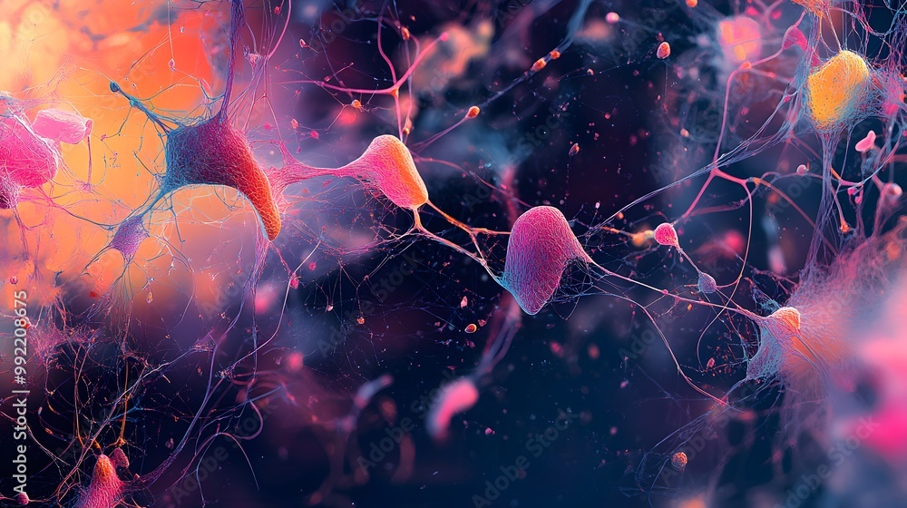 Poster abstract representation of neurons with interconnected dendrites