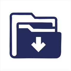 "Minimalist File Folder Icon with Bold Downward Arrow | Modern Vector for Downloads & File Management 
