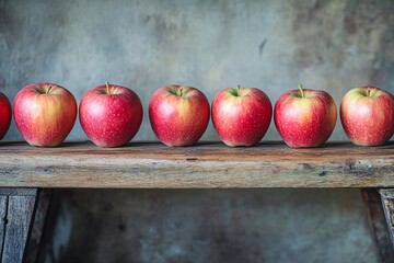 Red Apples on Rustic Wooden Table