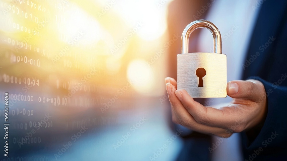 Aufkleber a person is holding a key in front of a computer screen