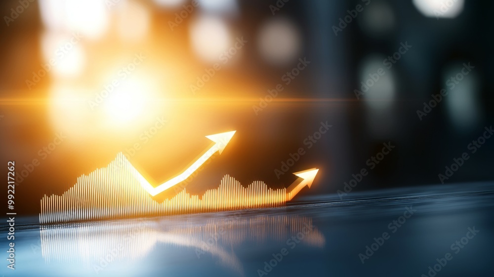 Poster a graph with two arrows pointing upwards
