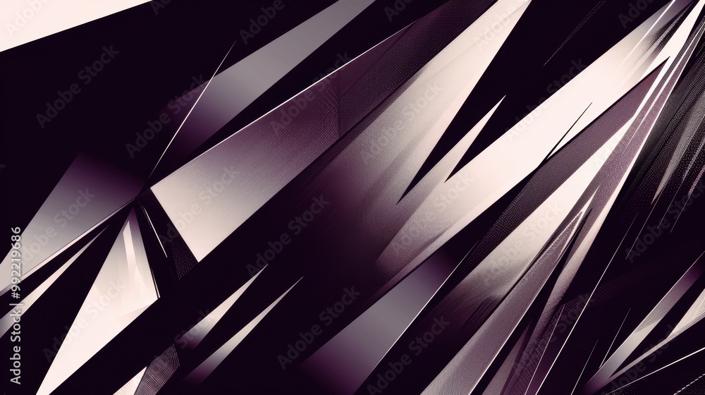 Poster abstract background with geometric lines forming sharp angles and dynamic shapes, in a bold monochro