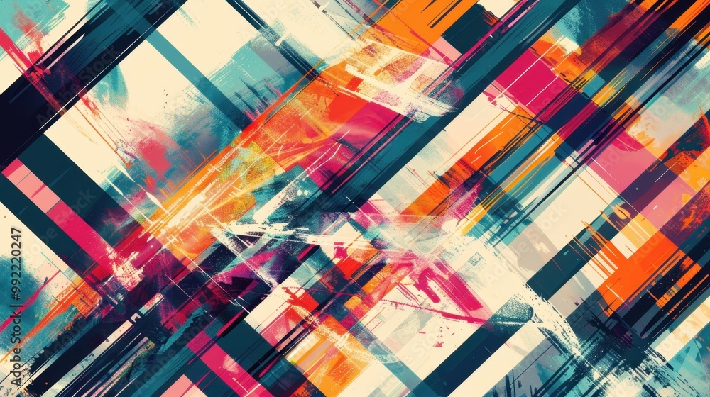 Poster abstract geometric pattern with sharp angles and intersecting lines, creating a dynamic and modern v