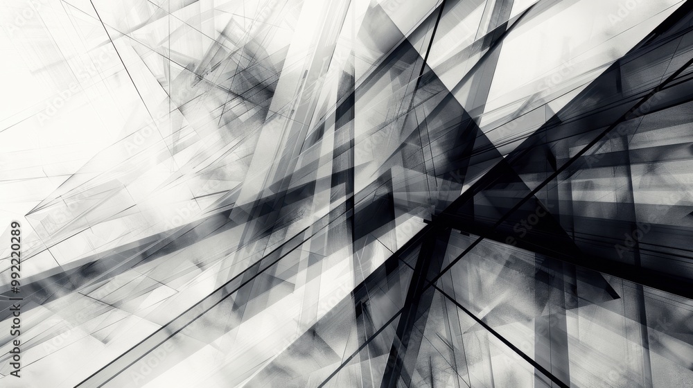 Poster abstract geometric pattern with sharp angles and intersecting lines, creating a dynamic and modern v