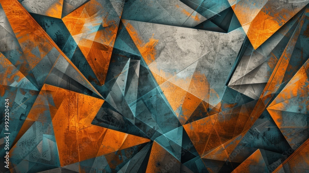 Poster abstract geometric pattern with sharp angles and intersecting lines, creating a dynamic and modern v