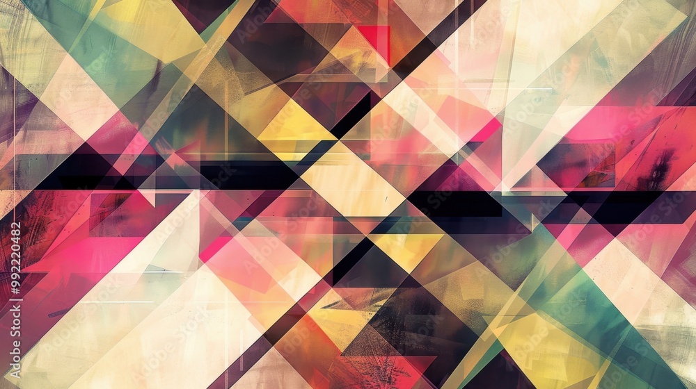 Poster abstract geometric pattern with sharp angles and intersecting lines, creating a dynamic and modern v