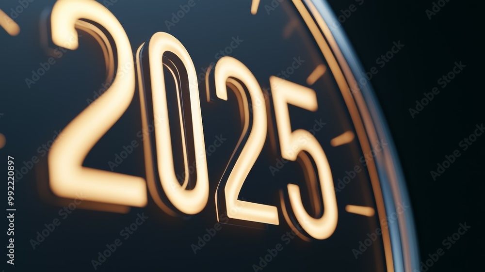 Poster a clock with the number 2025 on it