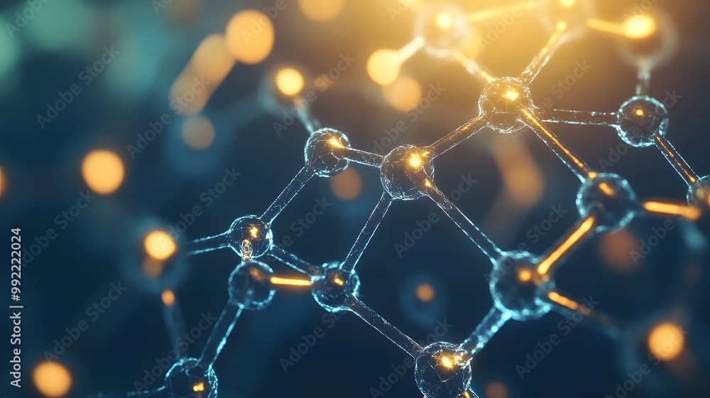 Aufkleber abstract 3d molecular structure with glowing nodes