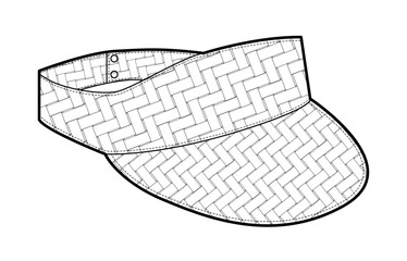 Natural Sun Visor cap with peak. Summer Head Fashion accessory hat clothing technical illustration. Vector headgear for Men, women, unisex style, flat template CAD mockup sketch outline isolated