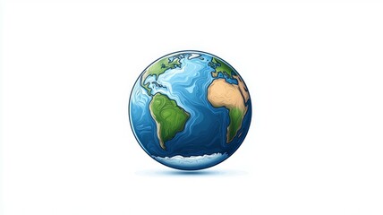 A cartoon drawing of the earth with a blue ocean and green land