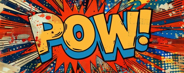 Eye-catching pop art background with "POW!" inside. Comic book elements, Bold graphics, Colorful vector