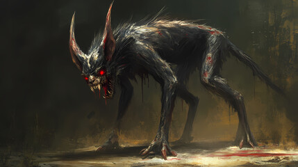 Chupacabra is a creature that attacks livestock, especially goats, and drinks their blood. Chupacabra. Illustration