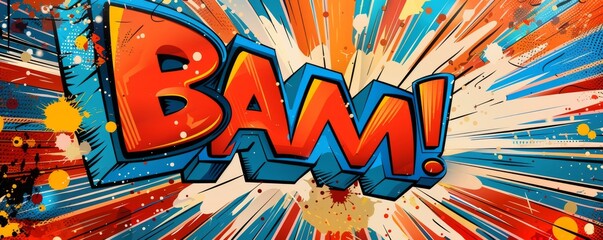 Fun pop art background featuring "BAM!" Dynamic visuals, Bold graphics, Bright vector