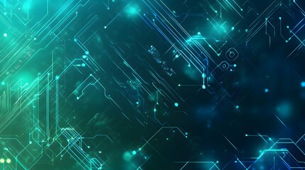 Abstract Futuristic Circuit Board Design with Glowing Lines and Dots