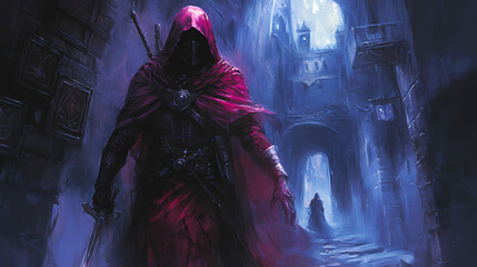 An epic quest for vengeance, where a skilled assassin seeks to avenge the death of their family, uncovering a web of conspiracy and deceit along the way. Epic Quest. Illustration