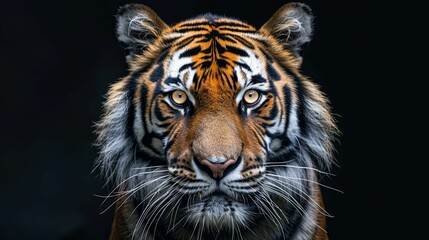 Fototapeta premium Close-up of a Tiger's Face with Intense Gaze