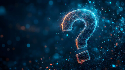 Abstract Question Mark Digital Art Animation -  Blue and Orange Digital Lights & Bokeh Background