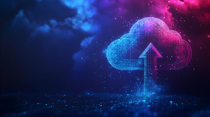Abstract Cloud Computing Uploading Data Network Technology Illustration