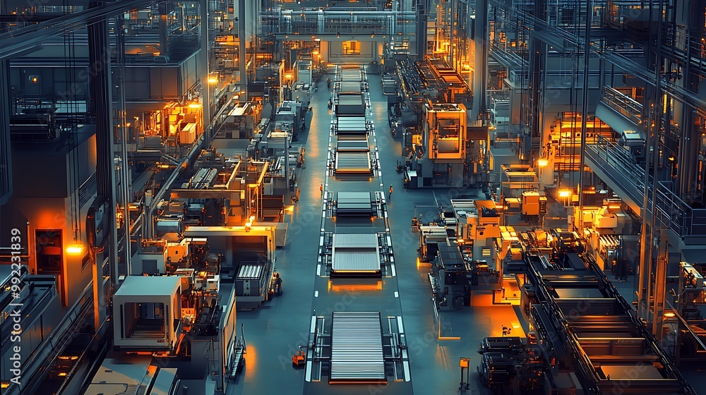 Poster automated factory production line with advanced technology and machinery