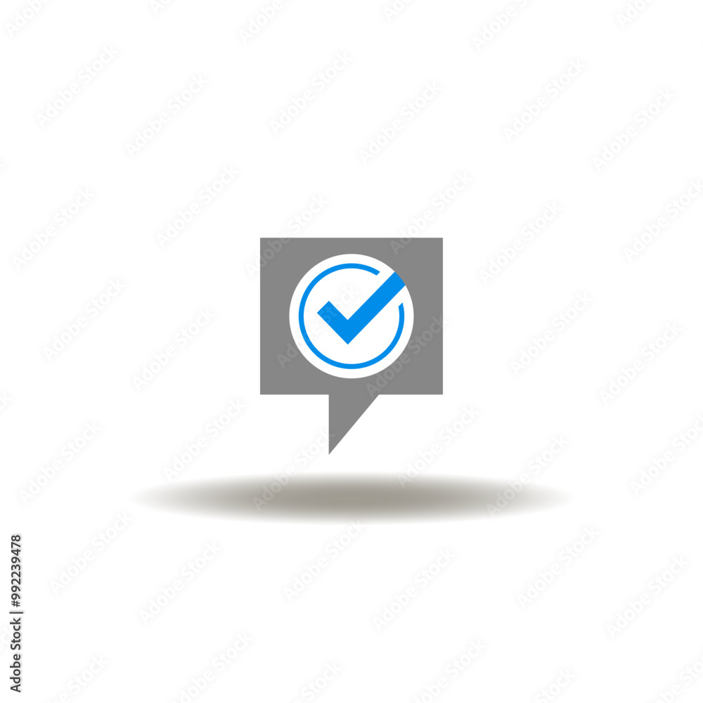 Poster vector illustration of speech bubble with check mark. symbol of iso standards.
