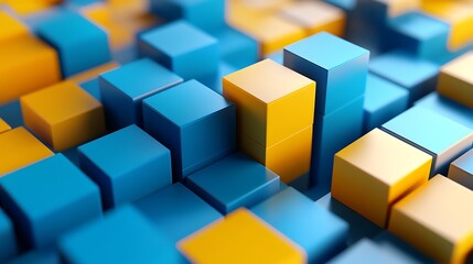 Obraz premium Vibrant blocks image showcasing bright yellow and blue box design